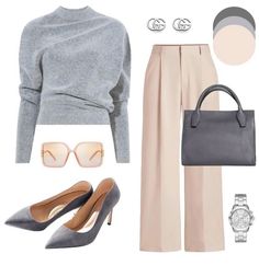 Discover the beauty of neutral tones with this understated yet sophisticated fall look. Style a cozy grey sweater with chic nude trousers for an effortlessly refined ensemble. Complement the outfit with a spacious grey tote bag and finish off with classic nude pumps for a polished touch. This minimalist color palette is perfect for creating timeless fall outfits that exude elegance and versatility. 🍁✨ #FallFashion #NeutralStyle #AutumnOutfits #MinimalistFashion #FashionTrends #PinterestInspo #FallWardrobe #SeasonalStyle Casual Friday Work Outfits Fall, Minimalist Fall Outfit, Casual Friday Work Outfits, Friday Outfit For Work, Friday Fashion, Long Pants Outfit, Elegant Style Women, I Am So Tired