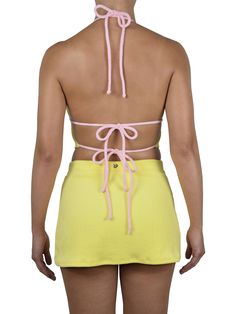 MIMI TERRY HALTER TOP | LEMON Coverup Heart Of Sun Swim Yellow Triangle Halter Top For Spring, Spring Yellow Triangle Halter Top, Yellow Halter Neck Top For Vacation, Yellow Triangle Halter Top For Summer, Yellow Beachwear Halter Top For Poolside, Spring Halter Neck Crop Top For Poolside, Yellow Halter Top For Poolside Beachwear, Spring Poolside Halter Neck Crop Top, Yellow Sleeveless Top For Poolside