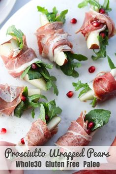 prosciutto wrapped pears with gluten free parmesan cheese