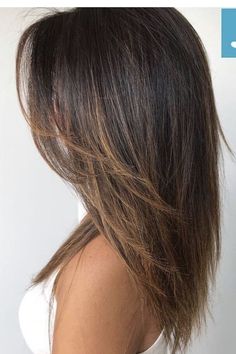 Summer Haircuts 2023 Long, Angled Haircut Medium With Layers, Medium V Cut Hair, Long Layered Haircuts Shoulder Length, Straight Hair With Flicked Ends, Deep V Haircut Medium Hair, Mid Length Hairstyles With Layers, Bra Line Hair Length, Simple Medium Haircut