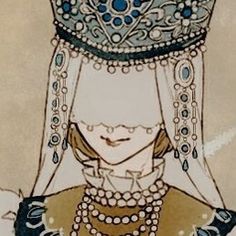 a drawing of a woman wearing a tiara