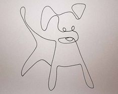 a drawing of a dog on a gray background