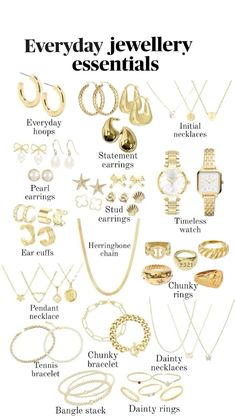 #jewelry #jewelryaddict #jewelryaddict #jewelryaesthetic #gold #goldjewelryideas #goldnecklacedesign #jewelryessentials #earrings #bracelet #watch #rings #promisering Ear Cuff Chain, Preppy Jewelry, Jewelry Accessories Ideas, Stacked Bangles, Jewelry Fashion Trends, Girl Jewelry