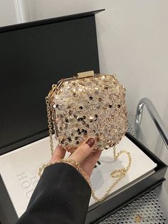 Bird in Bag - Glamorous Glitter Clutch Bag for Women's Evening Style Glitter Clutch Bag, Glitter Clutch, Evening Style, Chain Bag, Chain Bags, Bag For Women, Mini Fashion, Bird In Bag, Clutch Purse