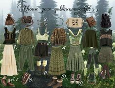 Gremlincore Outfits Skirt, Goblin Core Winter Outfits, Moss Core Aesthetic Outfits, Simple Goblincore Outfits, Forest Fairy Core Outfits, Earthy Witch Aesthetic Fashion, Goblin Core Dress, Fairy Goblin Core Outfits, Hobbit Aesthetic Outfit