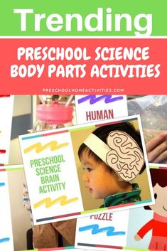 a collage of pictures with the words trending preschool science body parts activities