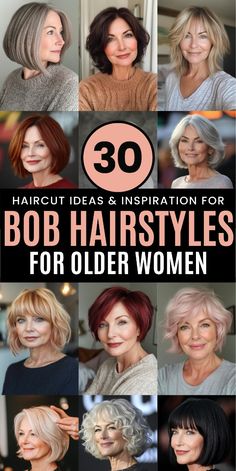 Click for More ➡️ | Save for Later ❤️  Uncover 33 of the most stylish and flattering bob hairstyles for older women. Whether you prefer chic layered bobs or bold angled cuts, there's a perfect look waiting for you. Dive into color ideas, layering techniques, and tips to maintain a fresh, modern bob that suits your personality!  #BobHairstyles #OlderWomenStyle #HaircutsForOlderWomen #2024HairTrends #LayeredBob #ShortHairForWomen Short Bob Hair Styles For Women Over 50, Beveled Bob Haircut Short Hairstyles, Old Lady Bob Haircut, 50 Short Hair Styles Over 50, Bangs With A Bob Haircut, Sally Field Hairstyles 2023, Haircuts For Over 60 Layered Bobs, Short Wavy Bobs For Older Women, Bob For 50 Year Old