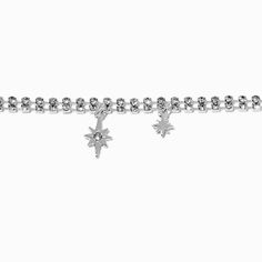 Claire's Silver-tone Rhinestone Star Choker Necklace Star Choker, Rhinestone Cups, Piercing Kit, Fashionable Jewelry, Jewelry And Accessories, Star Pendant, 14kt Gold, Diamond Studs, Silver Necklaces