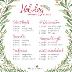 Christmas Diffuser Blends Young Living, Holiday Diffuser Blends, Christmas Tree Essential Oil, Christmas Spirit Essential Oil, Young Living Essential Oil Diffuser, Diy Diffuser Blends, Diffuser Blends Young Living, Young Living Diffuser