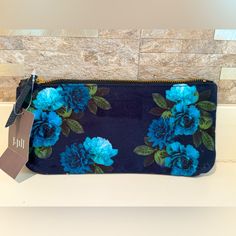 New With Tags, J Jill Navy Blue Floral Clutch. Zippered, Black Interior. Brand New, But One Silver Mark Inside. Blue Pouch Wallet With Zipper Closure, Blue Clutch With Removable Pouch, Blue Clutch Cosmetic Bag With Zipper, Blue Zipper Clutch Cosmetic Bag, Blue Zipper Pouch Cosmetic Clutch Bag, Everyday Blue Rectangular Clutch, Blue Pencil Case With Removable Pouch For Daily Use, Blue Rectangular Wristlet For Everyday Use, Blue Pouch Clutch With Zipper Closure