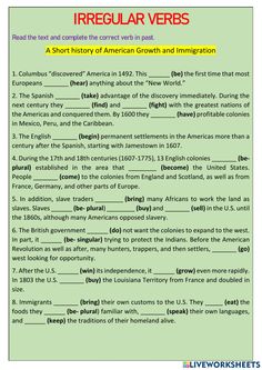 an american revolution worksheet with the words irregular and irregular verbs on it