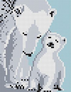 a cross stitch pattern with two polar bears