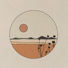 an image of a landscape with mountains and plants in the foreground, as seen through a circular cutout