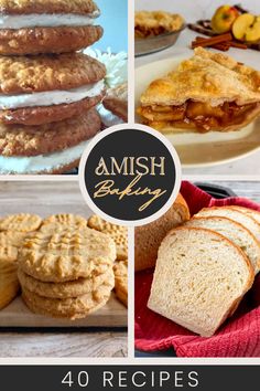 four different pictures with the words amish baking on them