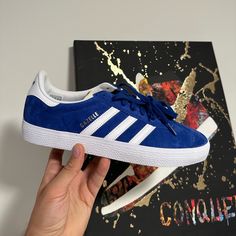 New , Size 11.5 Spring Blue Adidas Sneakers, Blue Adidas Sneakers For Light Sports, Adidas Blue Sneakers With Round Toe, Adidas Blue Round Toe Sneakers, Adidas Blue Sneakers With Cushioned Footbed, Blue Adidas Slip-on Sneakers, Blue Leather Adidas Sneakers, Blue Adidas Skateboarding Sneakers, Blue Adidas Sportswear Sneakers