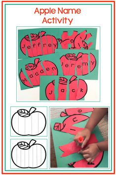 an apple name activity for kids to make with paper and glue on the back side