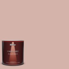 a red paint can with the words marjoiee on it in front of an orange background