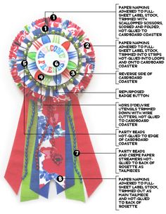 an award ribbon with instructions on how to make it in the shape of a rosette