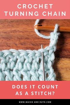 Crochet Turning Chain Crochet Turning Chain Tutorials, Crochet Closing Stitch, Counting Stitches In Crochet, How To Turn In Crochet, How To Turn Crochet Rows, Crochet Chain Stitch Projects, Crochet Tips And Tricks