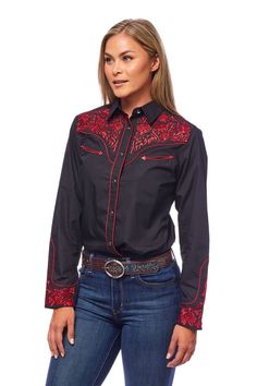 Label: RODEO CLOTHING Description: Women's Long-sleeves Cotton/Poly Western Embroidered Dress Shirts CARE INFORMATION: machine wash warm mild soap do not bleach tumble dry low heat warm iron PATTERN: Solid FABRIC TYPE: Woven COLLAR STYLE: Regular Western Collar MATERIAL: 55% Cotton 45% Polyester STYLE: Ladies Fitted western style embroidery OTHER FEATURE: 55P% COTTON/ 45% POLY POPLIN FABRIC POCKETS WITH PIPING SNAP BUTTONS SOLID FABRIC REGULR FIT EMBROIDERY ON THE FRONT AND BACK YOKE LADIES STYLE WESTERN STYLE [zifyapp-sc-4900] Turquoise Shirt, Country Outfit, Print Shirts Women, Embroidered Shirt Dress, Western Casual, Shirt Dress Pattern, Bold Dresses, Western Wear Outfits, Clothing Retail