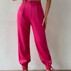 Nwot, Hot Pink Pants Spring Cargo Pants With Tapered Leg, Chic Solid Color Cargo Pants For Spring, Chic Ankle-length Cargo Pants For Day Out, High-waisted Cargo Pants For Spring, Spring Chic Cargo Pants, High-waisted Cargo Pants For Spring Day Out, Spring High-waisted Cargo Pants For Day Out, Trendy Non-stretch Tapered Leg Pants, Trendy Spring Tapered Leg Cargo Pants