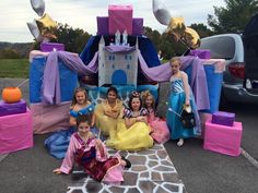 Trunk Or Treat Disney Princesses, Trunk Or Treat Princess Theme, Princess Castle Trunk Or Treat, Trunk Or Treat Ideas For Cars Princess, Trunk Or Treat Castle Theme, Fairytale Trunk Or Treat, Disney Princess Trunk Or Treat Ideas, Disney Princess Trunk, Cinderella Trunk Or Treat Ideas