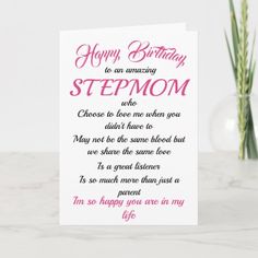 a greeting card with the words happy birthday to an amazing stepmom on it