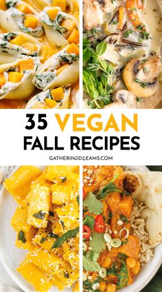 vegan fall recipes with text overlay