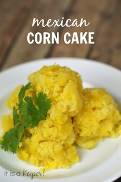 mexican corn cake on a white plate with cilantro