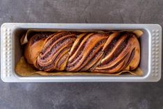 a loaf of bread sitting on top of a pan