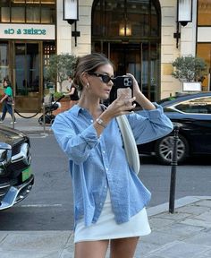 #fashion #instagram #outfits Casual But Cute Outfits Summer, Summer Style Old Money, Blue Button Down Outfit Women, Summer Outfit Australia, White And Blue Skirt Outfit, Denim Collared Shirt Outfits, Comfy Period Outfit For Work, Blue Skirt Outfit Aesthetic, Outfits Con Azul