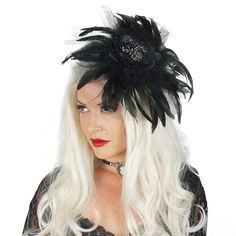 PRICES MAY VARY. Long iridescent Black feathers with lace, tulle and fabric flower decorate where the jeweled Black Widow Spider sit atop a sturdy headband Use as a Fascinator or Hat embellishment with clips or pins, movable embellishment can be positioned many ways This large accessory is perfect for Halloween, Cosplay or dress up parties, beautiful Steampunk style Silver rhinestones accent this shimmering head piece making it great to use in parades or Day of the Dead festivals, Wear this eleg Spider Headband, Rhinestone Spider, Floral Fascinators, Rhinestone Skull, Red Fascinator, Kentucky Derby Fascinator, Pink Fascinator, Derby Fascinator, Black Fascinator