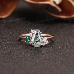 Unique Coffin Shaped Moss Agate Engagement Ring Natural Moss Agate Wedding Ring Moissanite Rings for Women Antique Emerald Promise Ring Gift RING DESCRIPTION ✦Engagement Ring ✴Center Stone - Moss Agate Shape - Coffin Cut Size - 6*9mm ✴Side Stones - Moissanite & Lab Emerald Shape - Round & Marquise Cut Weight - 0.086ct ✴Band Width - About 1.5mm ✴Ring Metal: Available in rose gold plated, yellow gold plated, 925 sterling silver, 10k or 14k solid rose, yellow or white gold. MAKING & SHIPPING ✦PAYME Moss Agate Wedding Ring, Emerald Promise Ring, Agate Wedding Ring, Agate Wedding, Moss Agate Engagement Ring, Agate Engagement Ring, Promise Ring Gift, Ring Moissanite, Large Ring