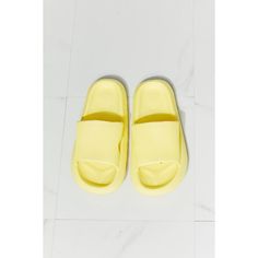 From the pool to the supermarket, these rubber slides are all comfort and all style. Their slide-on design makes them ideal for when you're running late, and their rubber composition makes them the perfect pool companion. Slide these on with a matching lounge set, cutoffs and a tee, or biker shorts and a crop cami. Matching Lounge Set, Asian Market, Slippers Pattern, Running Late, Canary Yellow, High Quality Shoes, Cropped Cami, Slide In, Lounge Set