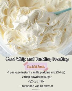 the recipe for cool whip and pudding frosting