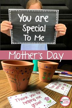 mother's day crafts for kids to make with paper cups and flowers on the table