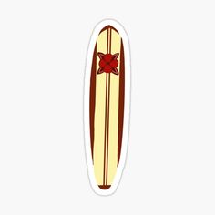 a surfboard with a red bow on it