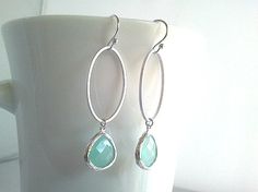 Simple Ice Blue silver earrings Drop Dangle by LaLaCrystal on Etsy, $22.00 Modern Oval Pendant Earrings For Gift, Jeweled Earrings, Aquamarine Earrings, Detailed Jewelry, Earrings Bridesmaid, Earrings Christmas, Earrings Drop, Oval Pendant, Christmas Earrings