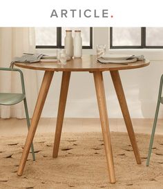 a table with two chairs around it and the words article written above it in white