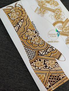 two pieces of paper with designs on them