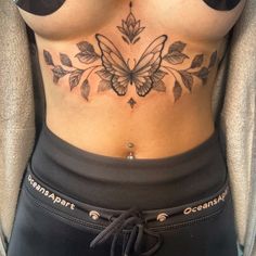 Underboob Tattoo Dotwork Tattoo Chest Bone Tattoo Female, Middle Breast Tattoo, Tattoo Ideas Female Underboob, Under Bust Tattoo, Beauty And Beast Tattoo, Feminine Sternum Tattoo, Tattoo Peito, Tattoo Belly, Sternum Tattoos