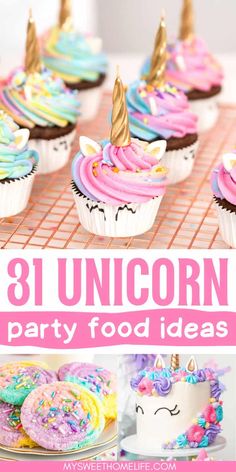 unicorn themed party food ideas with text overlay