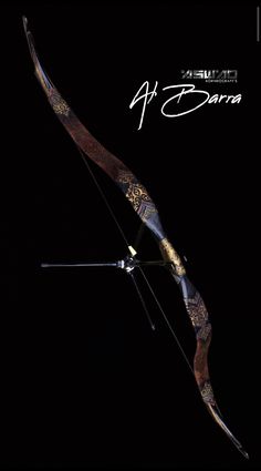 an artistic bow and arrow on a black background with the words af banna above it