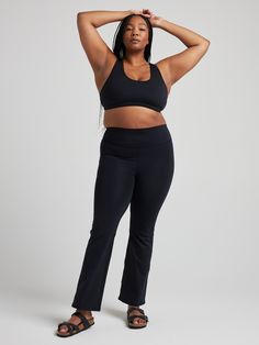 Our Flare bootcut Legging features a high-rise waistband and a flare below the knee. Cut from our high performance SculptLux fabric, this style offers a compressive second-skin fit that is supportive without being restrictive. Chic High Waist Activewear For Workout, Versatile Yoga Pants With Contoured Waistband, Chic High Stretch Yoga Pants For Workout, Chic Stretch Activewear, Wide Waistband Activewear For Pilates, Chic Stretch Activewear For Sports, Chic Elastane Activewear, Chic Full Length Yoga Pants For Workout, Chic Activewear For Workout