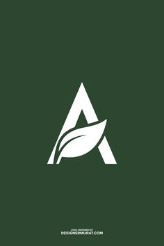 the letter a is made up of leaves and has a leaf on it's side