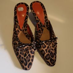 Vaneli Leopard Print Bowed Mules. Size 6m. 2 Inch Heels. New Condition. Leopard Print Heels For Spring Formal, Leopard Print Spring Formal Heels, Spring Formal Leopard Print Heels, Vaneli Shoes, Bow Mules, Leopard Print Bow, 2 Inch Heels, Mule Clogs, Mules Shoes