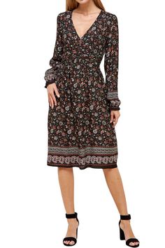 The Bohemian Printed Midi Dress from Iconic Luxe combines artistic flair, comfort, and practicality. Its unique design elements and Bohemian-inspired prints make it a standout choice for expressing your individual style. This dress is versatile and can be dressed up or down. It's suitable for casual outings, daytime events, or even dressed up for special occasions, depending on your styling choices. To complete your look, consider adding accessories such as delicate necklaces, oversized sunglasses, a wide-brimmed hat, and comfortable sandals . You can also experiment with a fringed bag and ankle boots. 100% Rayon Imported Zipper closure Hand Wash Only Features: deep V-neckline, long sleeves with elastic and ruffles details, front shirring, midi length, back zipper, paisley print Suit for: Hippie Floral Print Patterned Dress, Bohemian Boho Print Midi Dress, Printed Knee-length Bohemian Dress, Hippie Patterned Printed Dress, Bohemian Printed Midi Dress, Bohemian Patterned Printed Midi Dress, Bohemian Dress With Vintage Print, Bohemian Dresses With Vintage Print Patterned, Bohemian Patterned Dress With Vintage Print