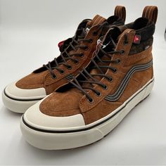 Sk8-Hi Mte 2.0 Glazed Ginger New No Box 8.5 Men's / 10 Women's Vans Brown High-top Sneakers, Vans Leather High-top Sneakers With Round Toe, Brown High-top Vans Sneakers, Leather Skate Shoes For Outdoor, Outdoor Leather Skate Shoes With Branded Insole, Outdoor Leather Skate Shoes With White Sole, Vans Leather Sneakers With Speckled Midsole, Vans Leather Sneakers With Boost Midsole, Brown Leather Vans Skate Shoes