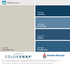 the color scheme for sherylin williams's blue and gray paint swatches