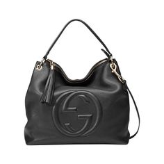 This black Gucci bag exudes luxury with its beautiful leather and gold-toned hardware. The famous interlocking GG logo is displayed proudly on the front. With a zipper pocket and two open pockets befitting of a phone, you'll have space to organize what you need to bring with you. Black Leather GG Soho Model 536194 - 408825 Light-Gold tone Hardware Top Zip Closure Leather Shoulder Strap Strap Drop: 5" inches Removable/Adjustable Shoulder Strap Strap Drop: 15" inches 3 Interior pockets Measurements: 13.5" x 5.5" x 13" (lwh) in inches Includes ity cards and Gucci dust bag Made in Italy Luxury Gucci Hobo Bag With Main Compartment, Gucci Bags Cheap, Gg Gucci Bag, Luxury Designer Black Dress Shoes, Luxury Designer Gucci Hobo Bag, Gucci Luxury Hobo Bag For Daily Use, Leather Bag Gucci, Luxury Gucci Bag With Gold-tone Hardware, Top Gucci Bags